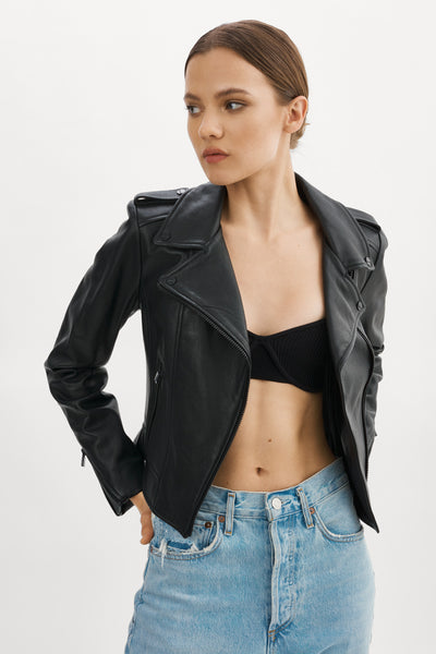 DONNA | Iconic Leather Jacket Black Hardwarre