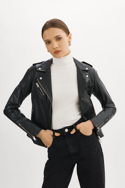 HARPER | Fitted Leather Biker Jacket