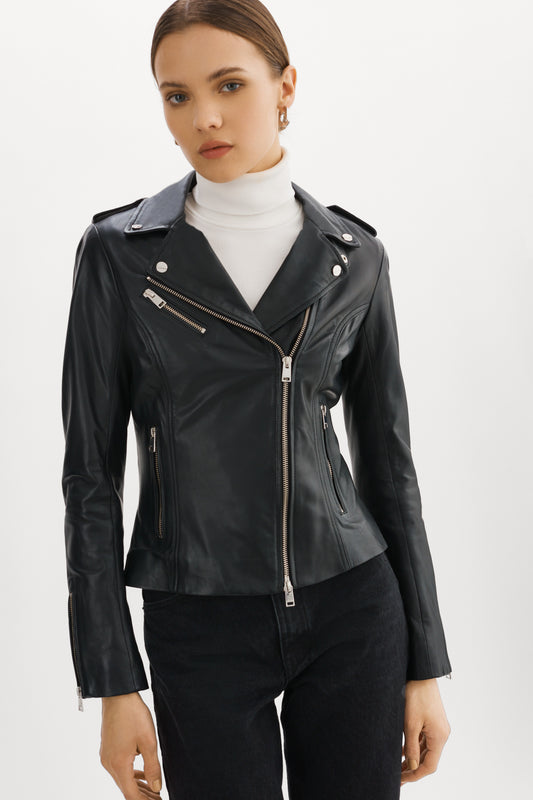 HARPER | Fitted Leather Biker Jacket