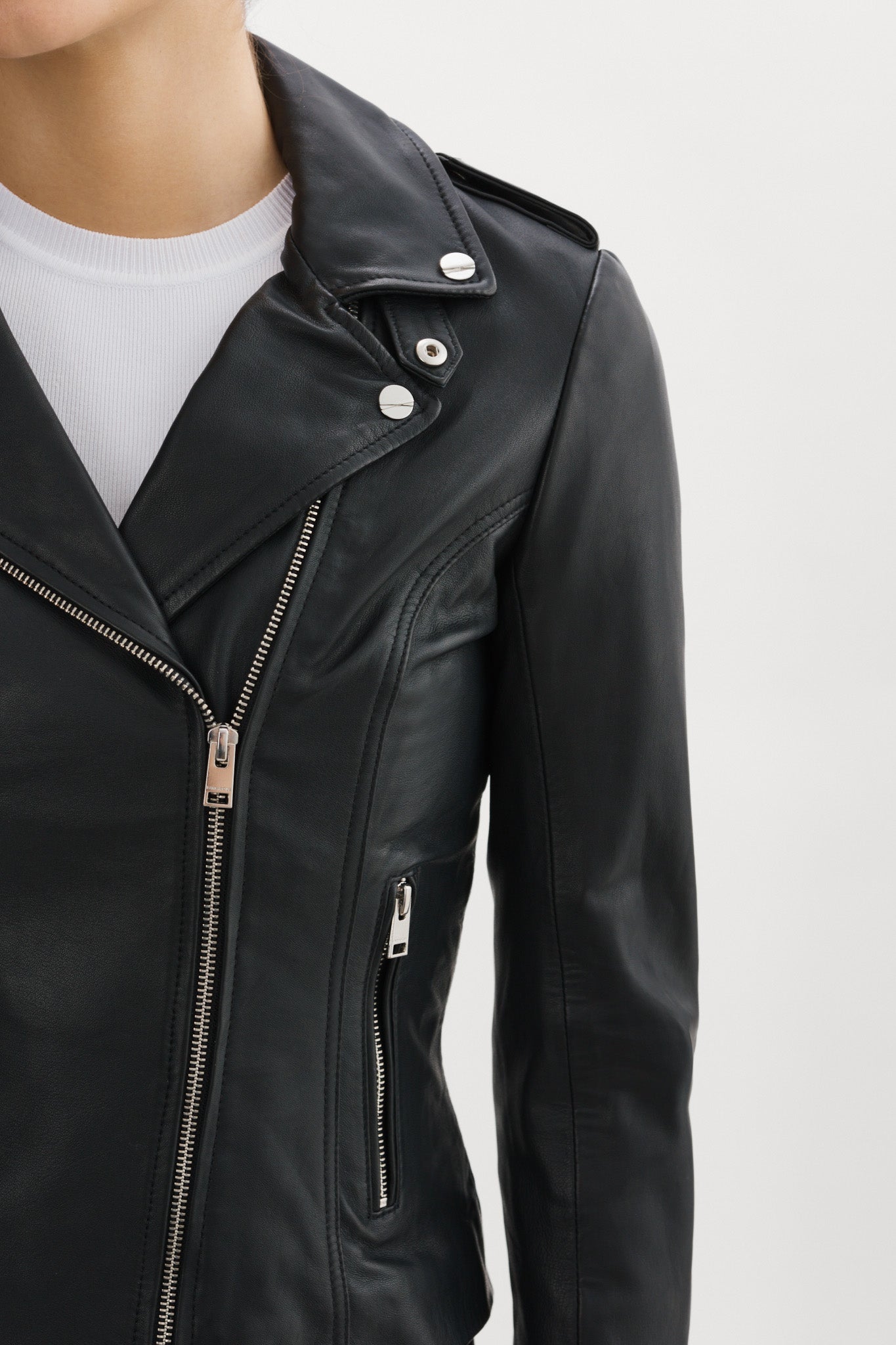 HARPER | Fitted Leather Biker Jacket