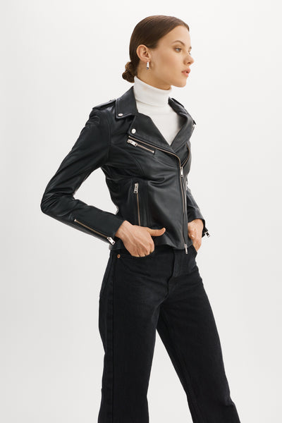 HARPER | Fitted Leather Biker Jacket