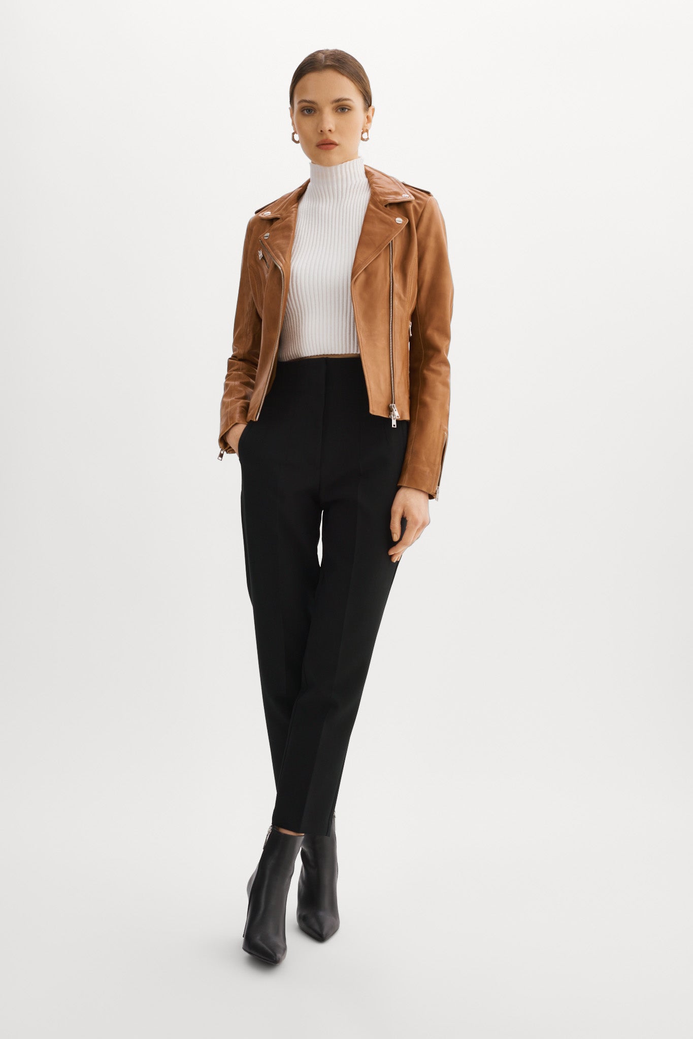 Petite fitted deals leather jacket