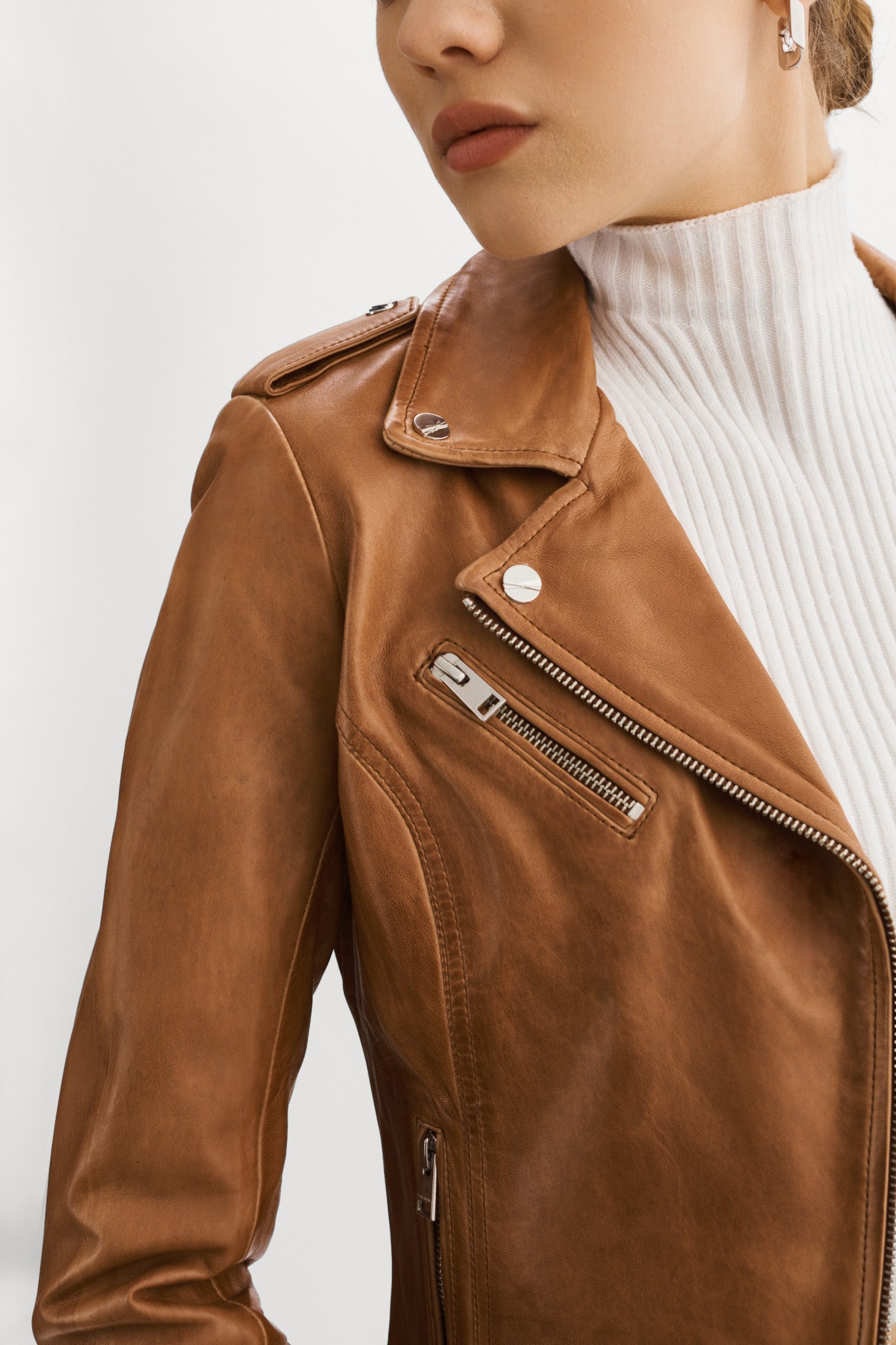 Fitted biker jacket deals