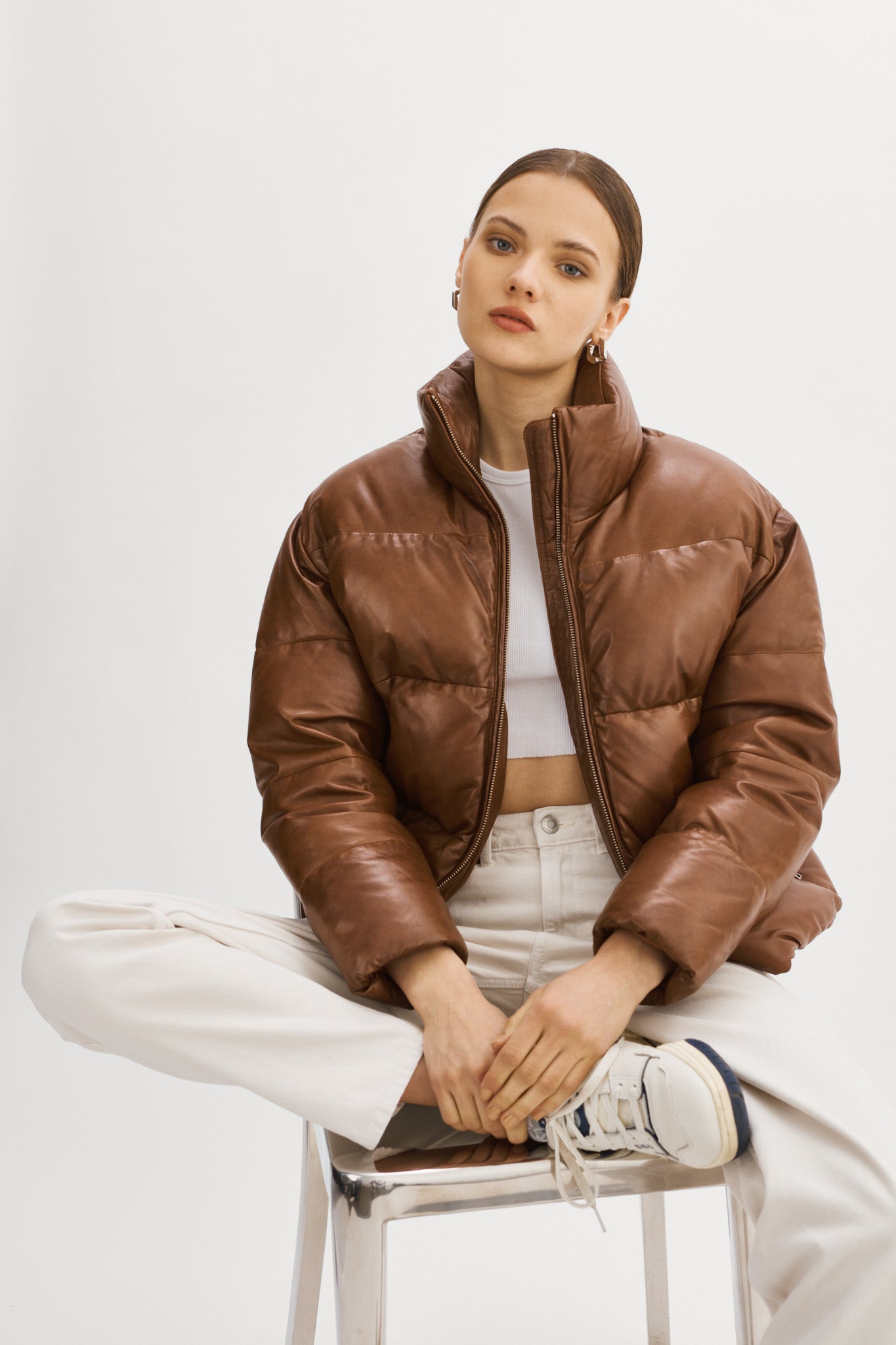 Iris Leather Puffer Vest – Sipos New York