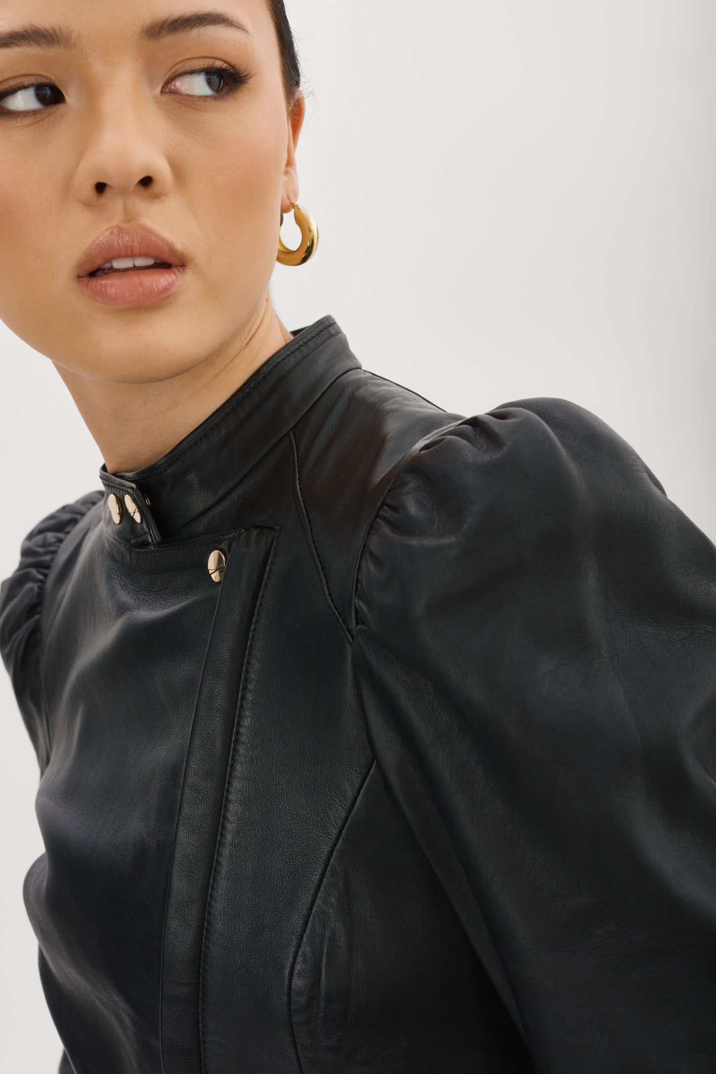 KAIA | Puff Sleeve Leather Jacket – LAMARQUE