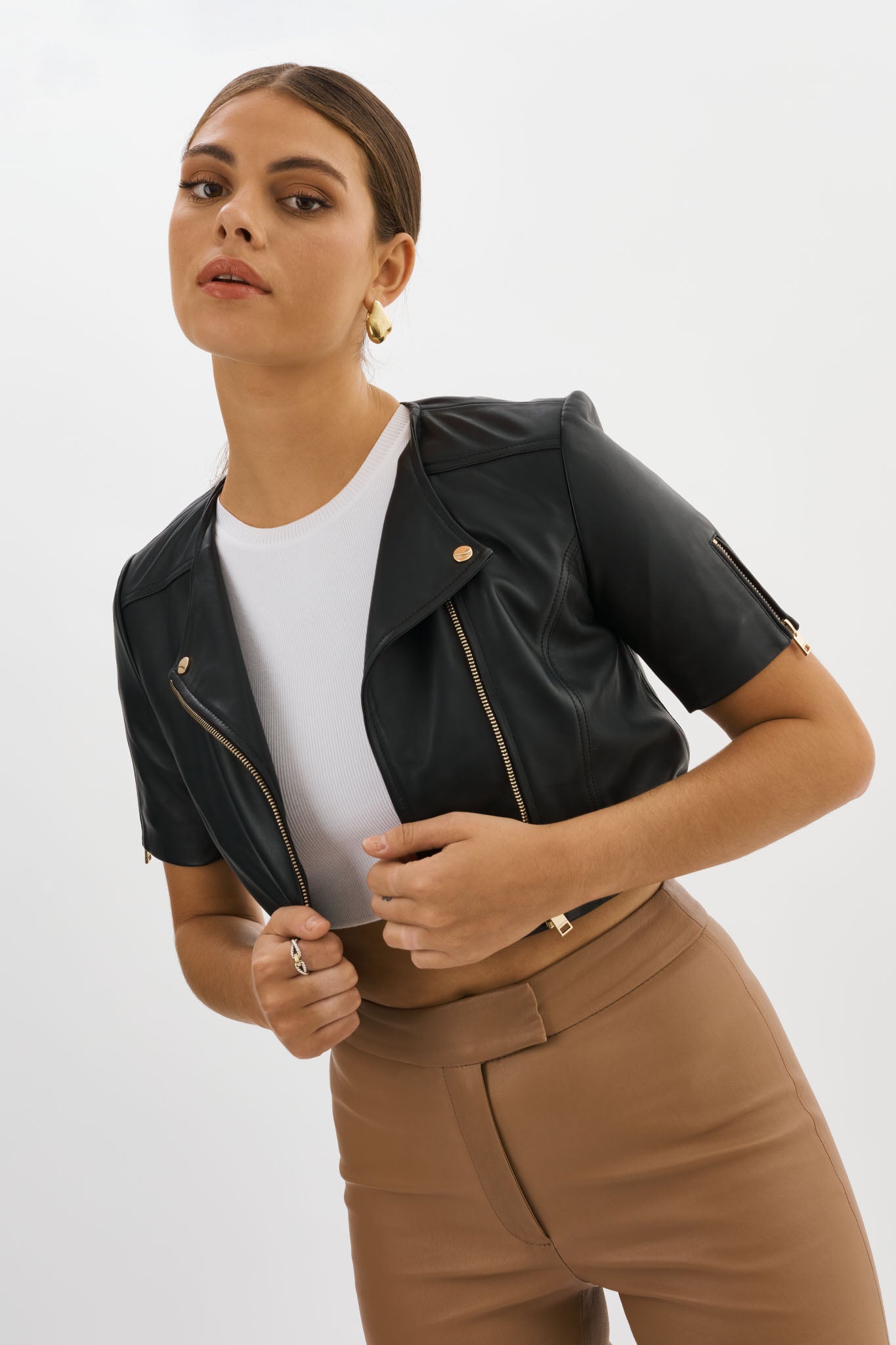 Kirsi Cropped Biker Jacket – Curated By Club Prive NYC