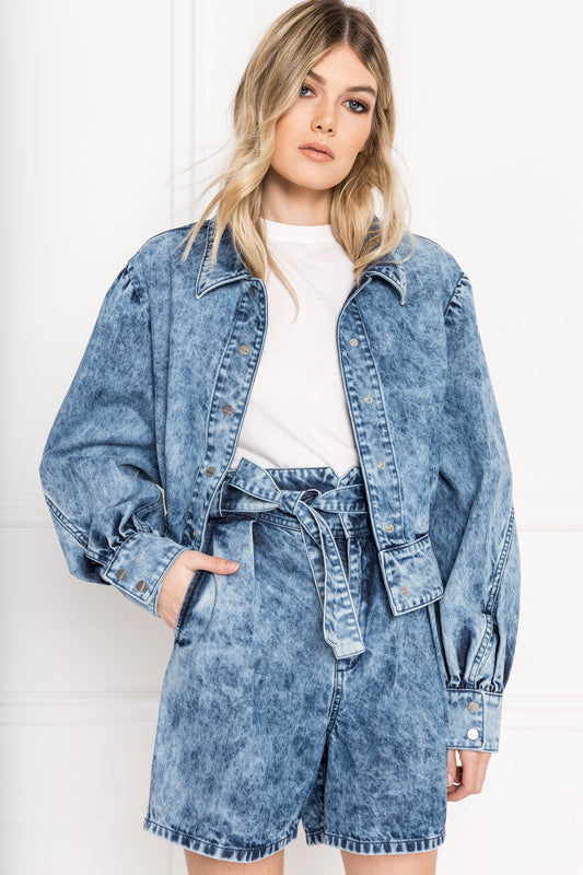 KUMI | Denim Acid Wash Oversized Jacket