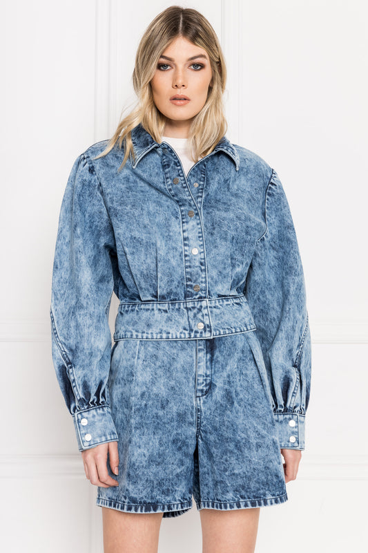 KUMI | Denim Acid Wash Oversized Jacket