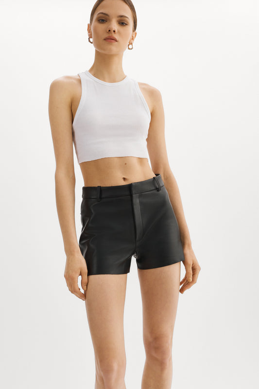 GARNET Shorts En Cuir Noir