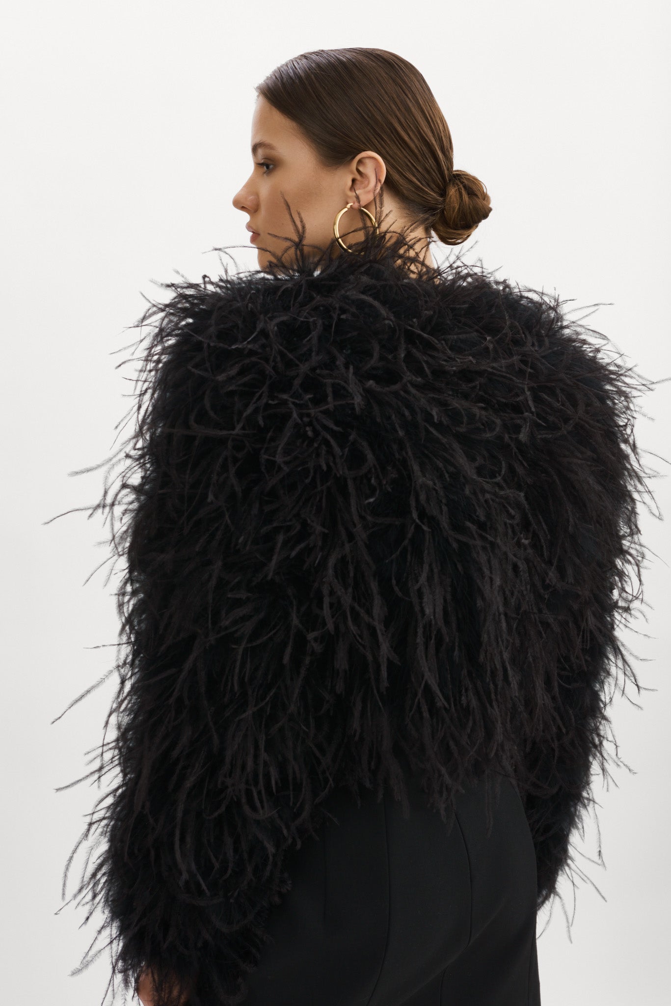 HALLIE Veste en plumes d autruche Noir XS