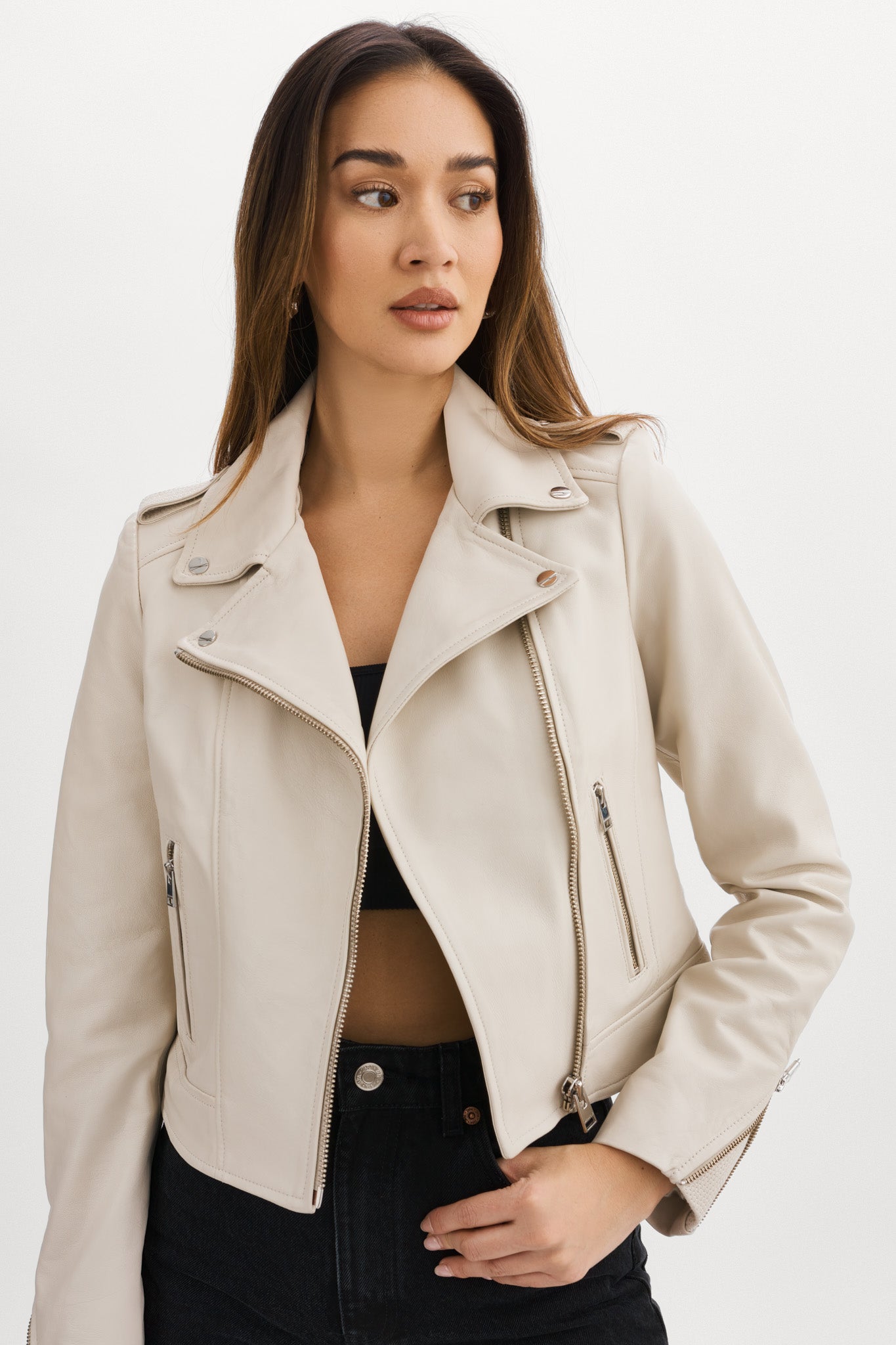 HOLY | Veste moto en cuir avec capuchon amovible