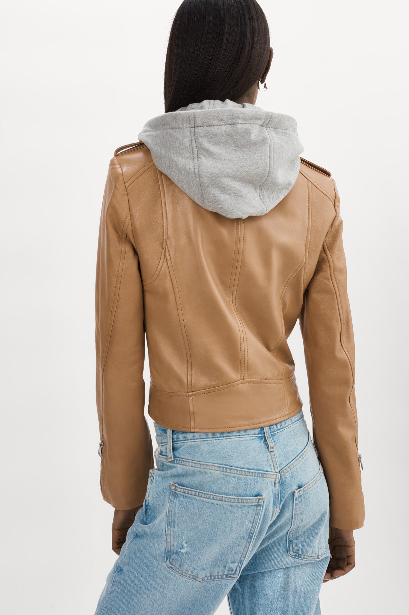 Lamarque leather hotsell hooded jacket