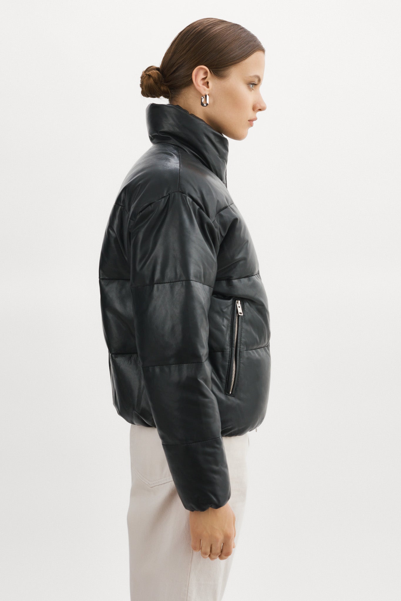 IRIS | Blouson court en cuir noir