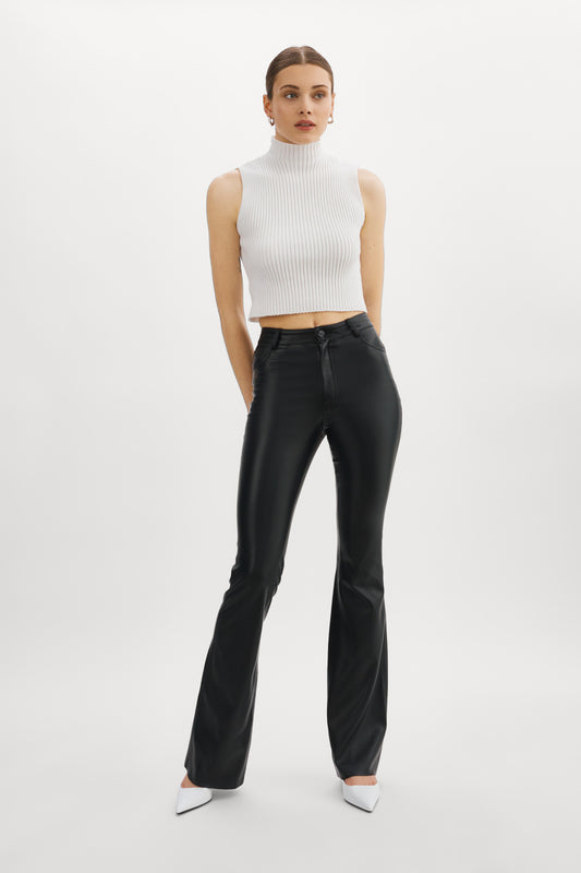 KAIDA | Faux Leather Flare Pants