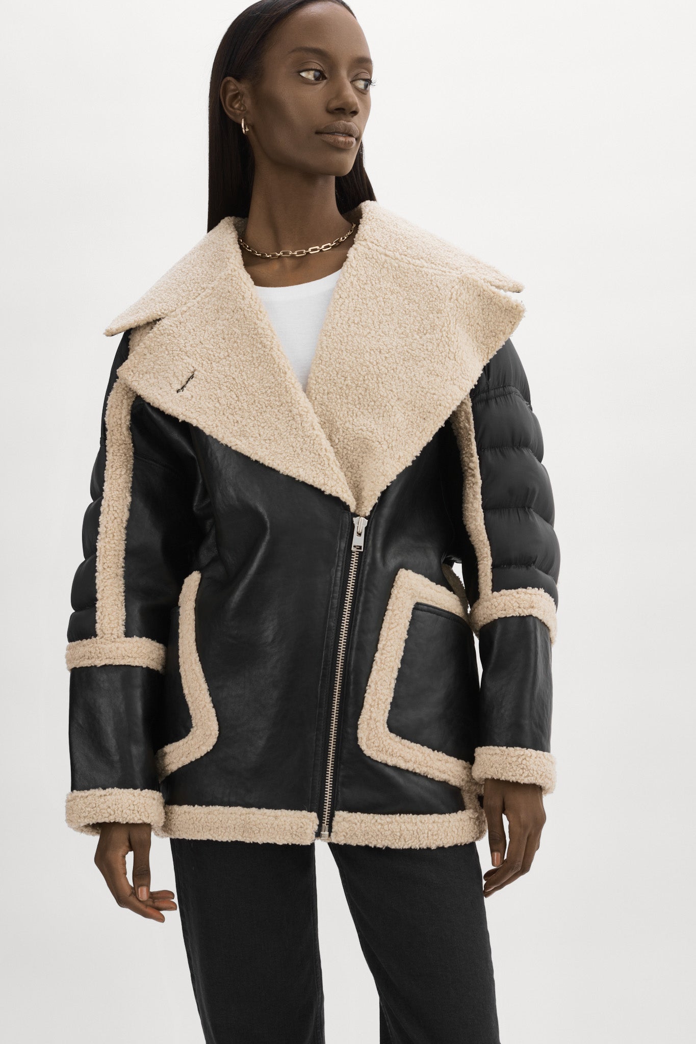 LISA Oversized Mixed Media Cocoon Jacket – LAMARQUE