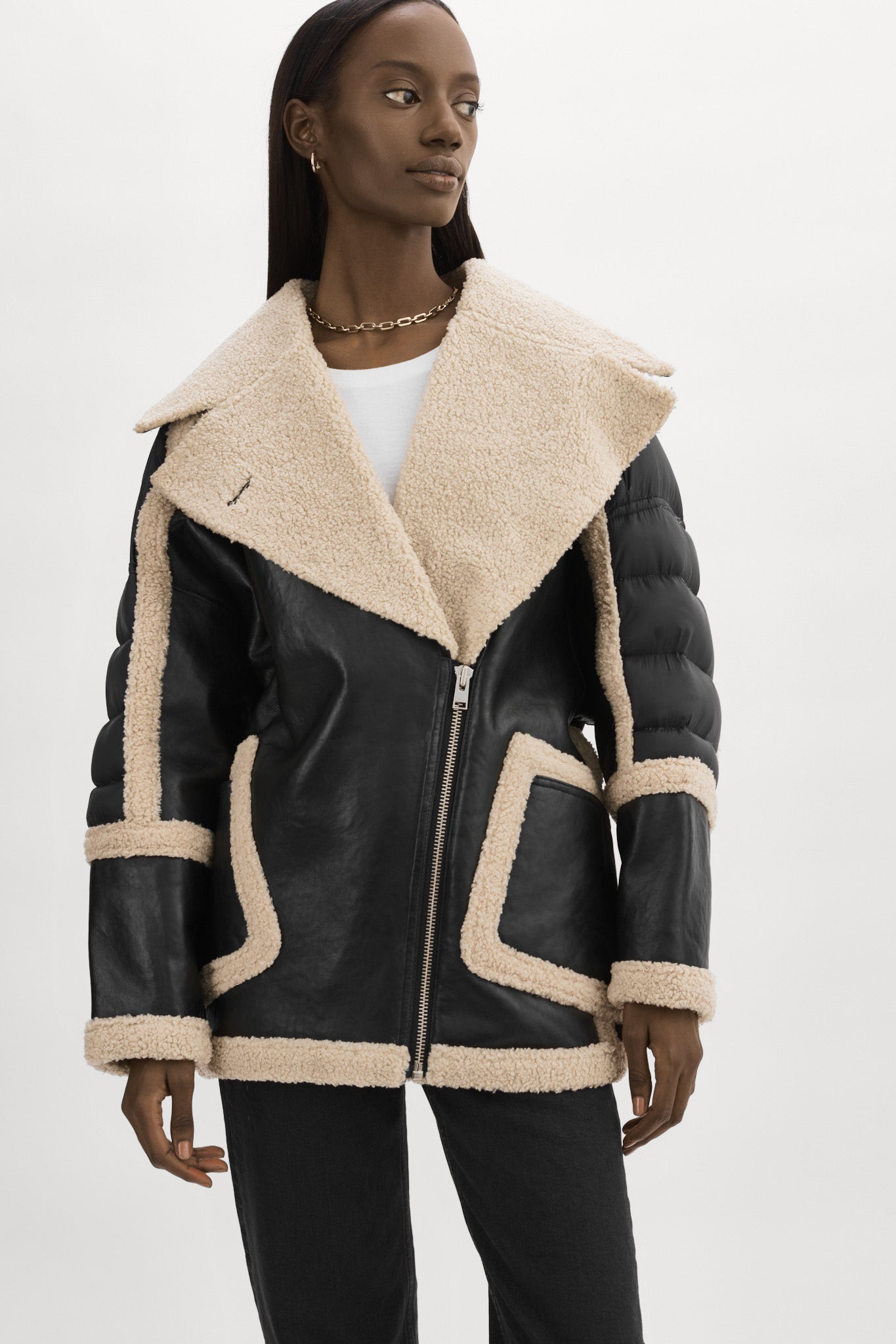 LISA | Manteau cocoon en matières mixtes