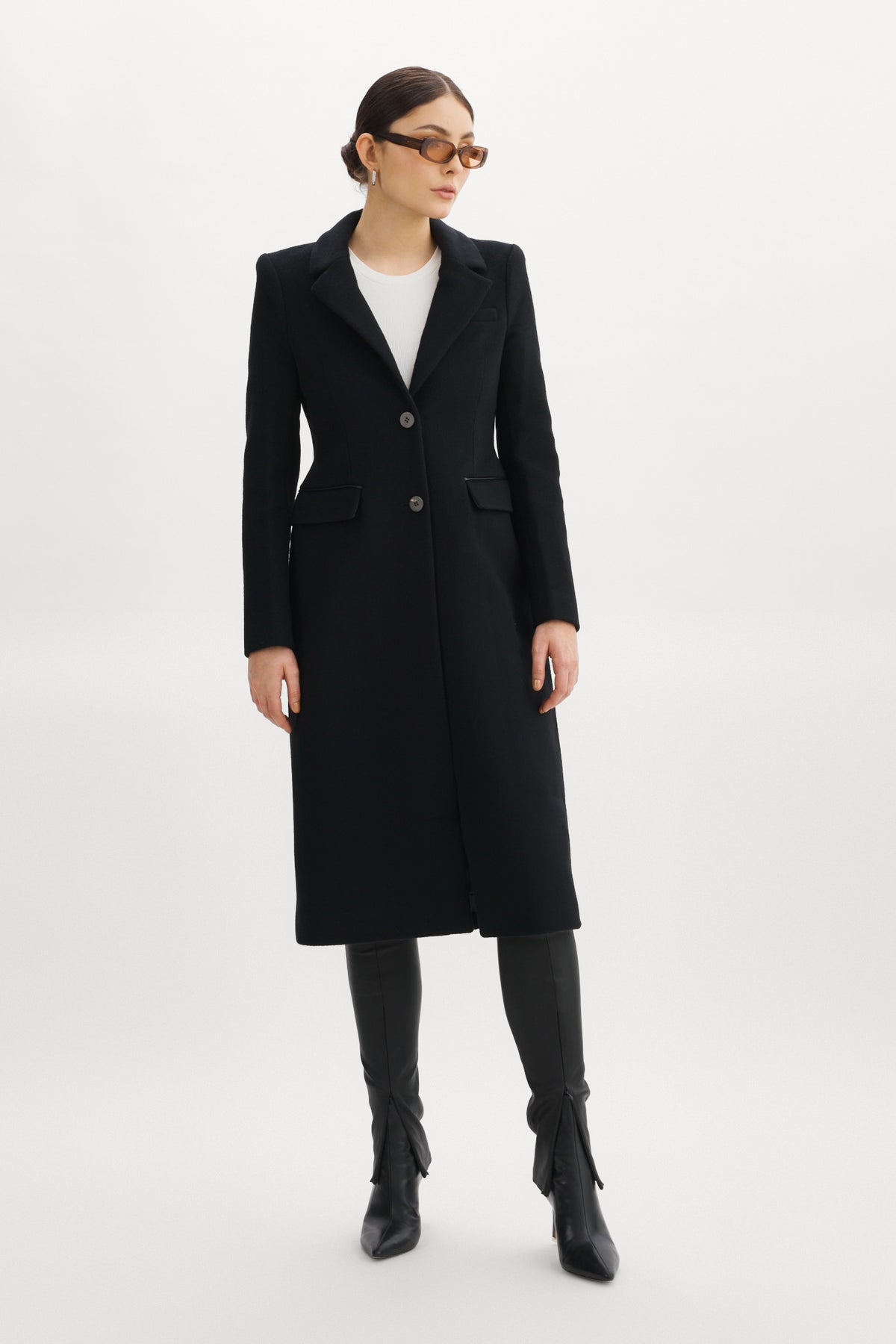 Manteau volumineux en laine avec ceinture - Noir - & Other FR