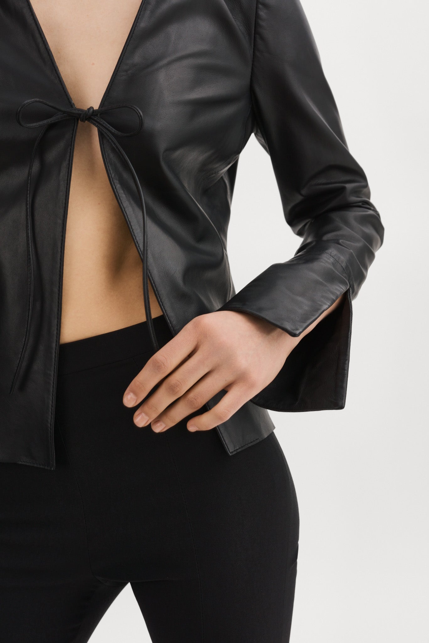 Lamarque- Sofia Fit Leather Shell Top- Black - Dukes Online