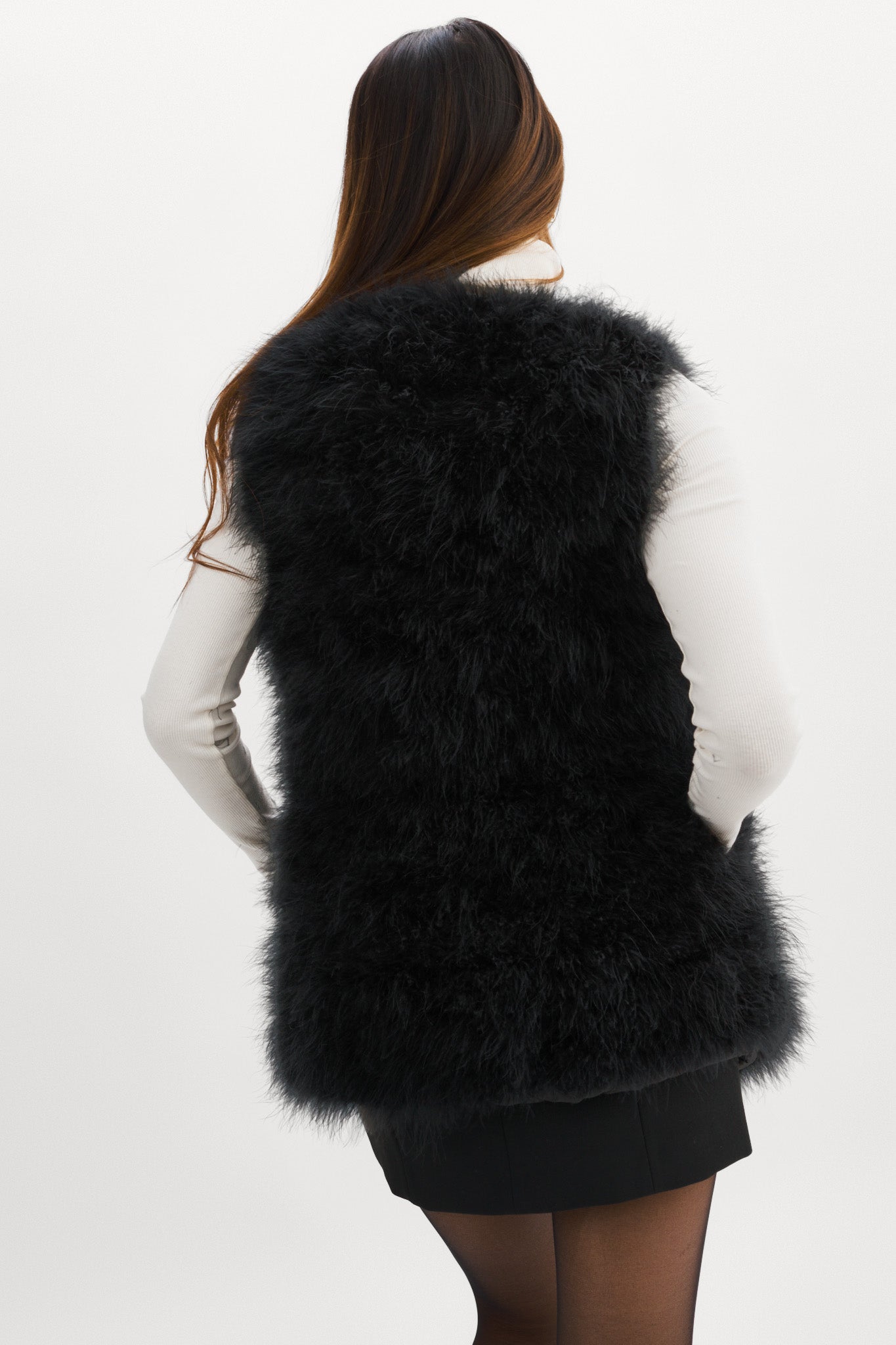 Black feather vest outlet