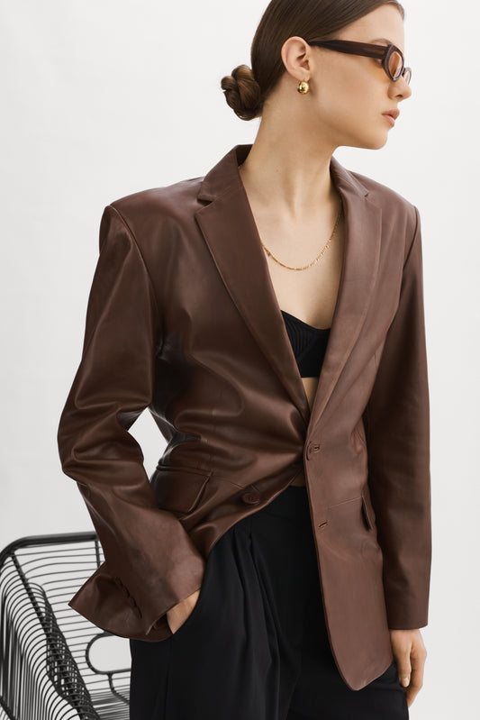 FELINA | Oversized Leather Blazer
