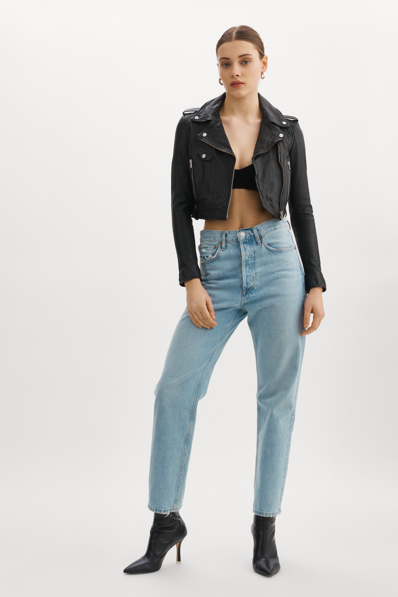 CIARA | Leather Crop Biker Jacket – LAMARQUE