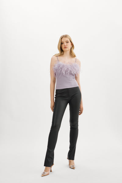 YARINA Feather Trimmed Top