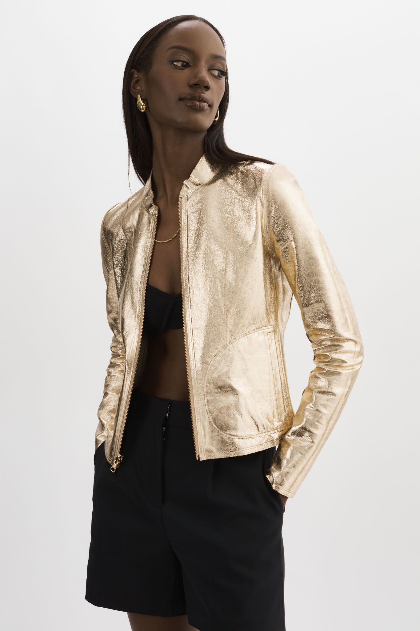 Lamarque Chapin Reversible Leather Bomber S / Wheat & Gold