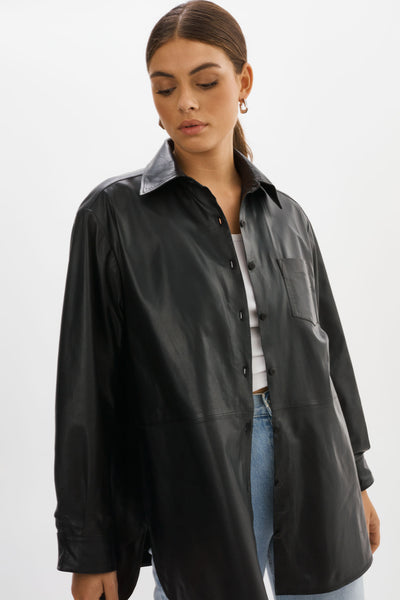 Estelle | Leather Oversized Shirt – LAMARQUE