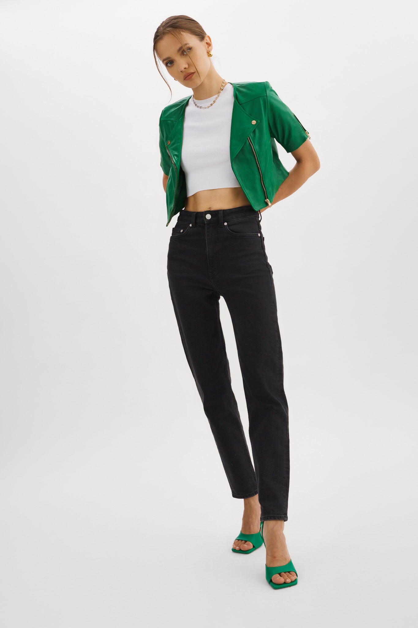 Kirsi Cropped Biker Jacket – Curated By Club Prive NYC