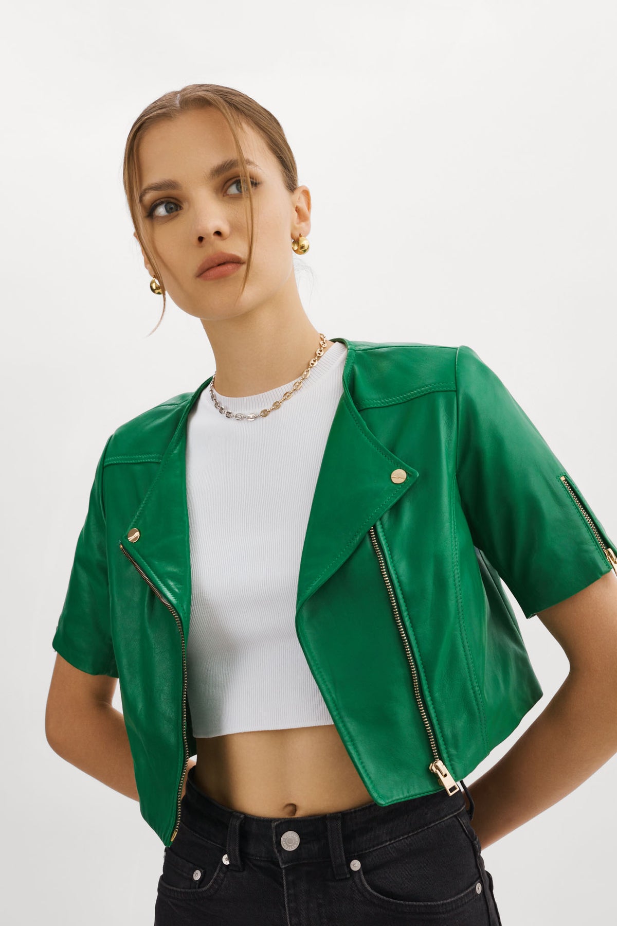 KIRSI Cropped Biker Jacket