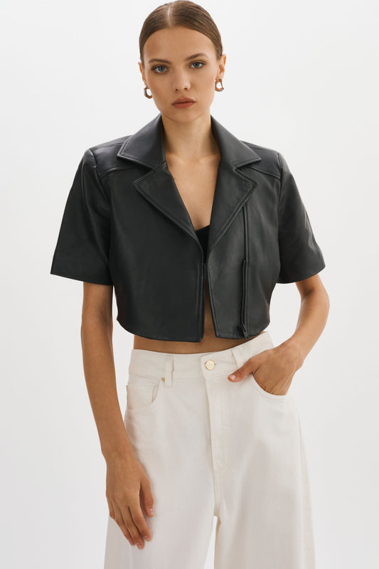 Naeva | Cropped Leather Jacket