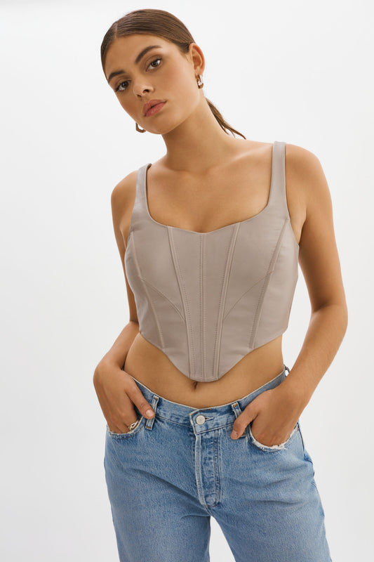 TABIA | Leather Corset Top