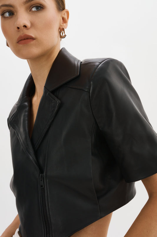 Naeva | Cropped Leather Jacket