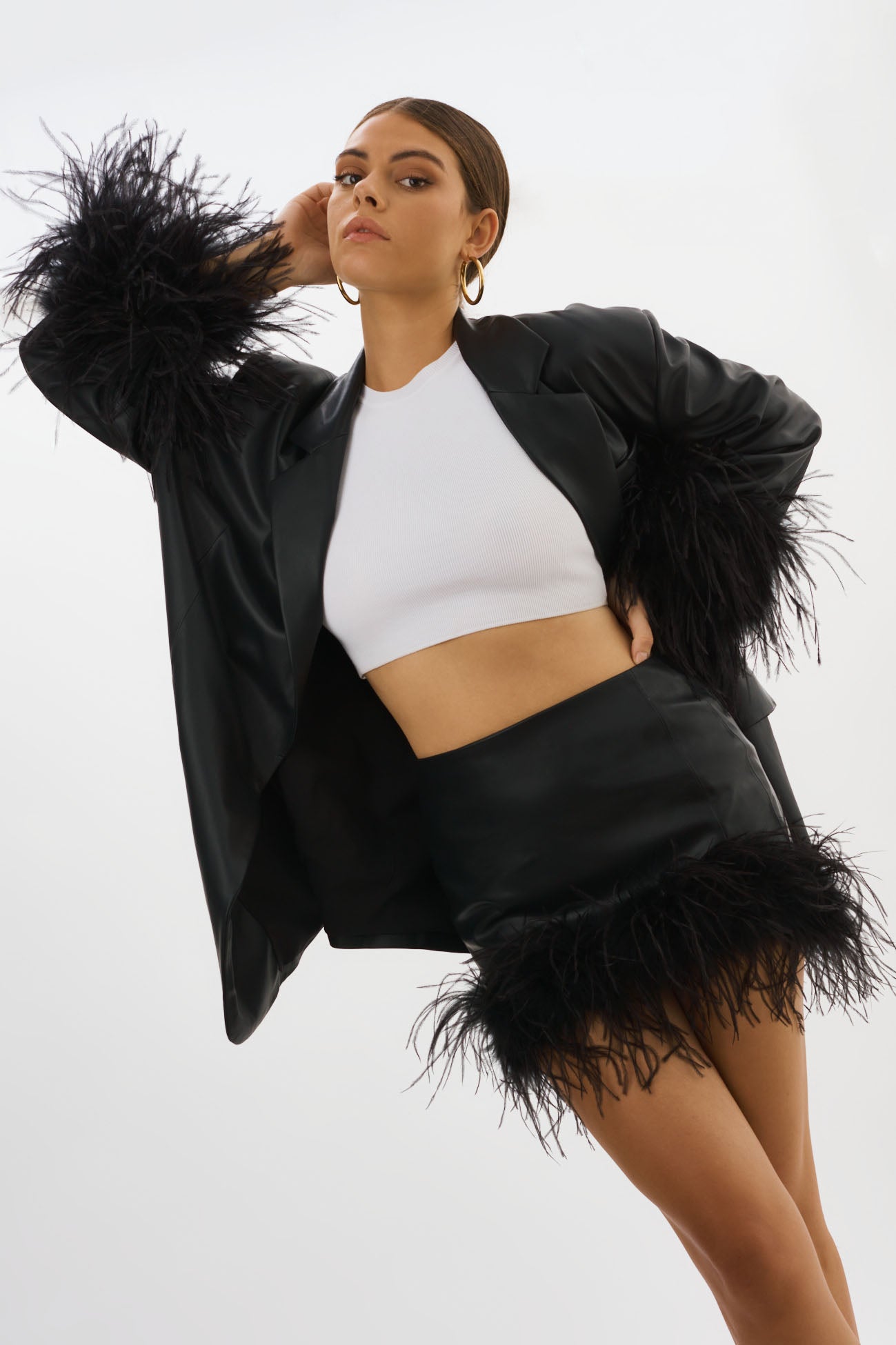 Feather trim skirt deals