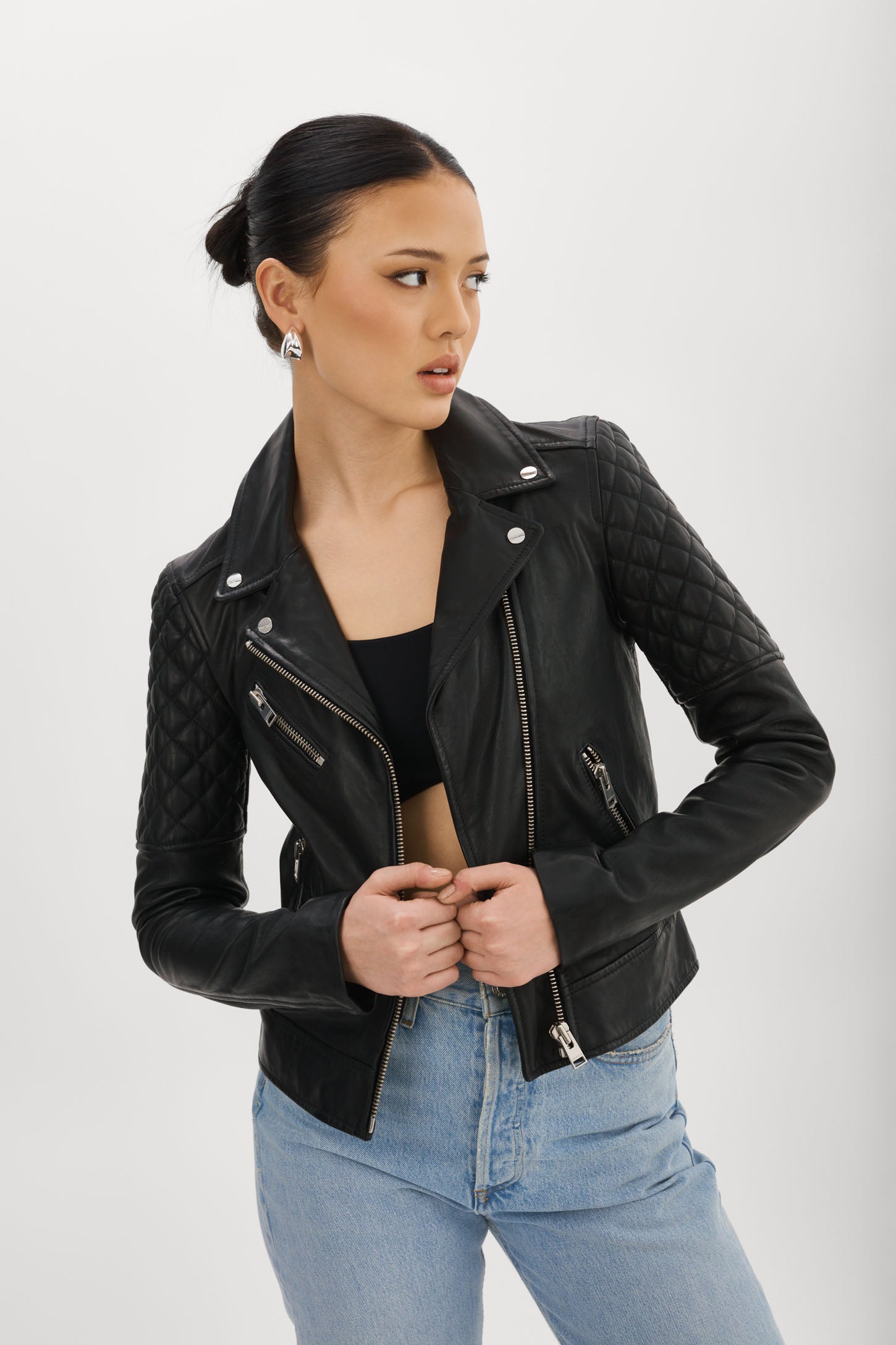 MARILLA | Quilted Leather Biker Jacket – LAMARQUE