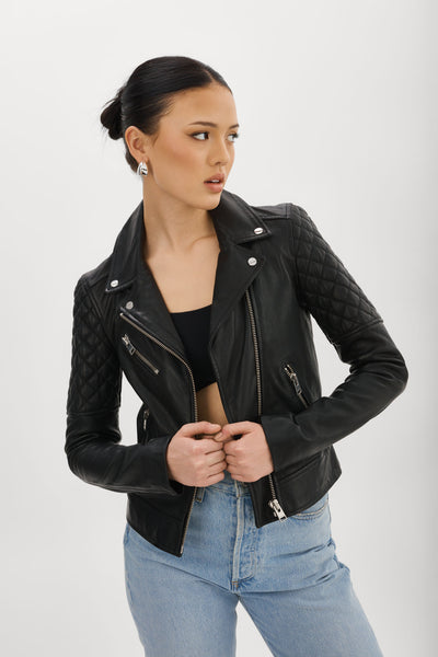 MARILLA | Quilted Leather Biker Jacket