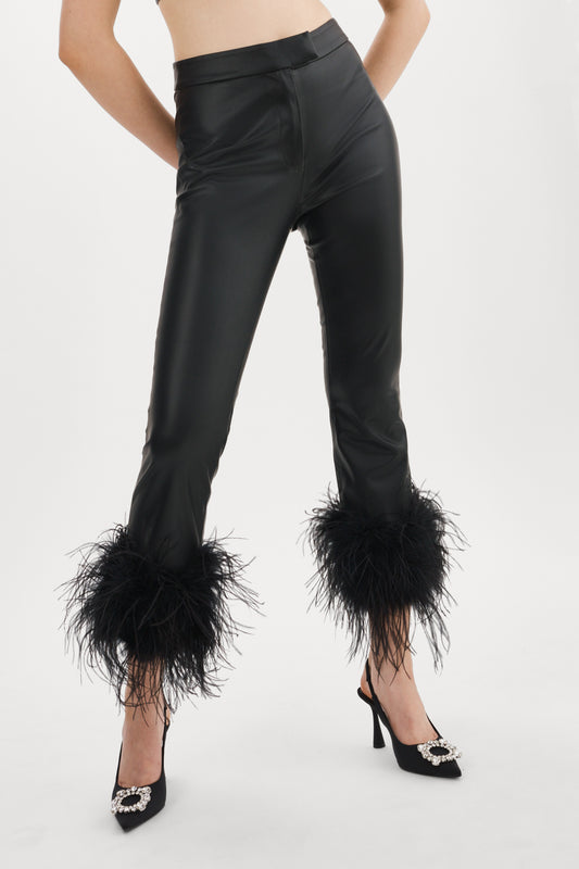 PAGETTA Pantalon court avec bordure en plumes 