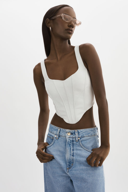 TABIA | Leather Corset Top