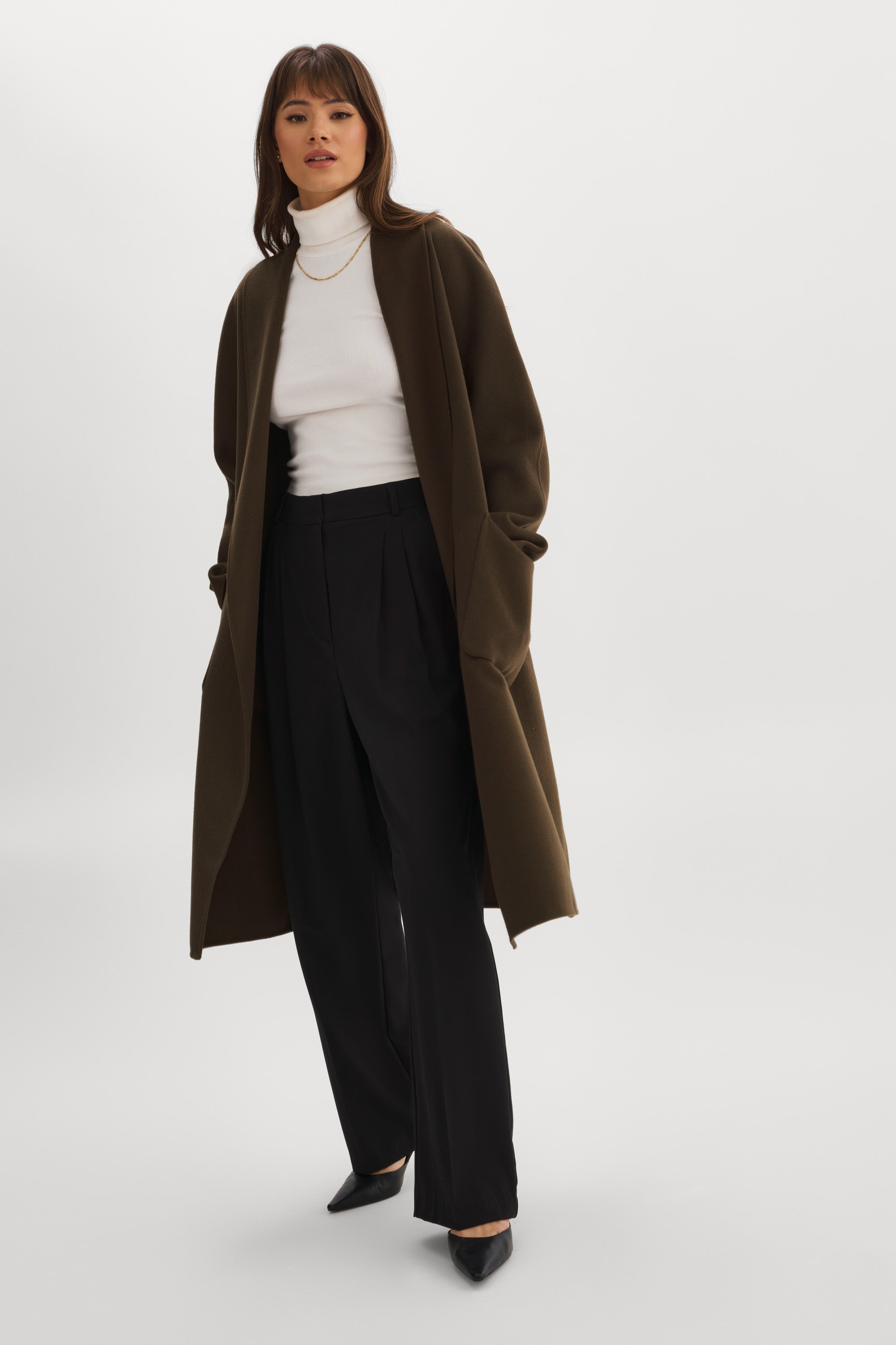 THARA | Shawl Collar Wool Coat – LAMARQUE