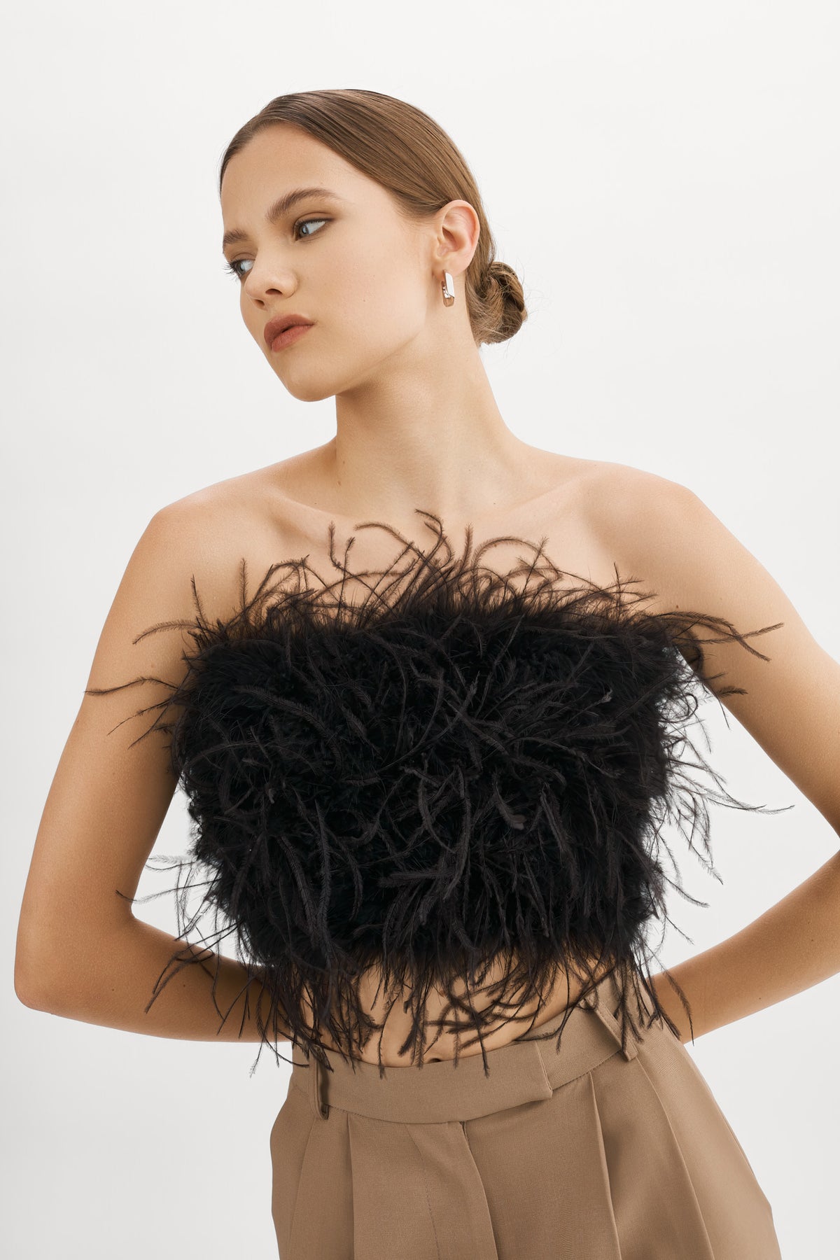 Lamarque Feathered Faux Fur Top - Light Taupe Lamarque636d4b0d56a7e095169606  main image 2